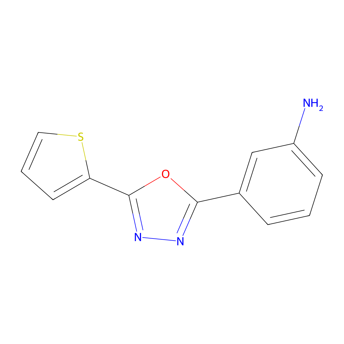 Benzenamine, 3-[5-(2-thienyl)-1,3,4-oxadiazol-2-yl]- molecular structure, CAS 1011407-22-9