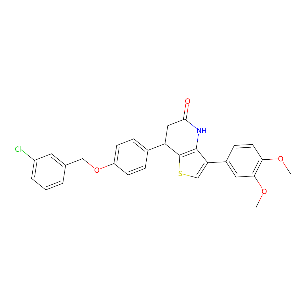 7-[4-[(3-Chlorophenyl)methoxy]phenyl]-3-(3,4-dimethoxyphenyl)-6,7-dihydrothieno[3,2-b]pyridin-5(4H)-one molecular structure, CAS 1011407-52-5
