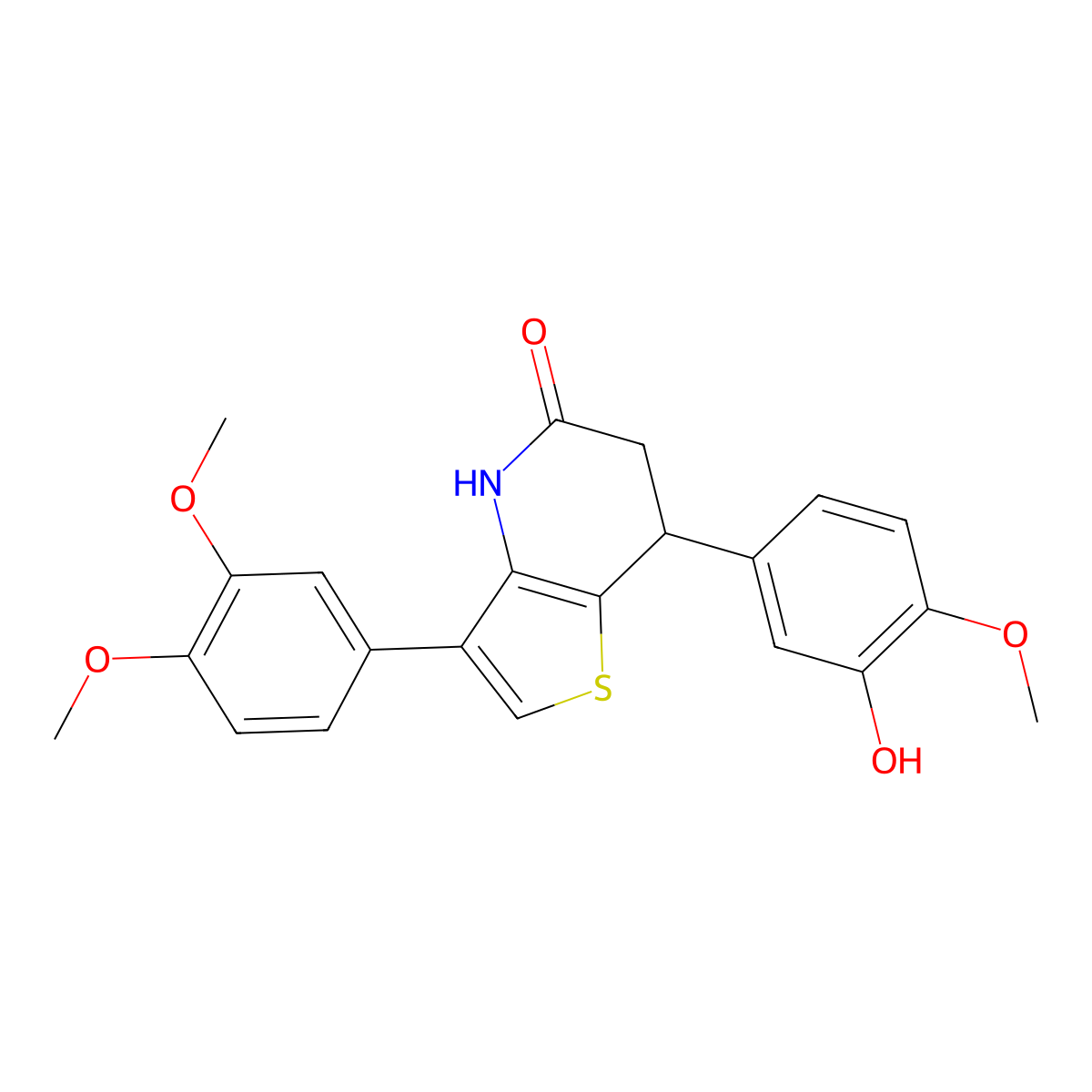 3-(3,4-Dimethoxyphenyl)-6,7-dihydro-7-(3-hydroxy-4-methoxyphenyl)thieno[3,2-b]pyridin-5(4H)-one molecular structure, CAS 1011407-64-9