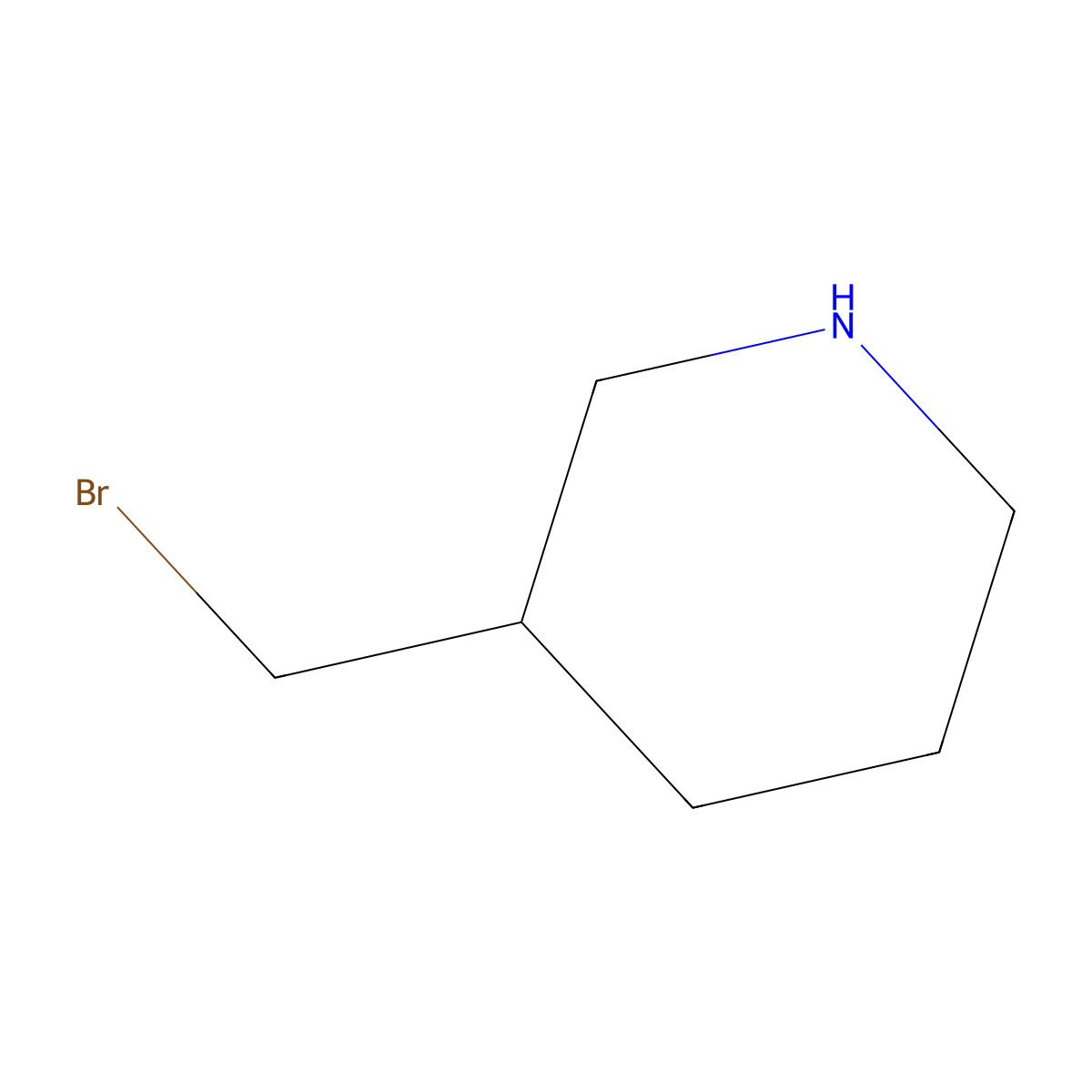 3-(Bromomethyl)piperidine molecular structure, CAS 1011407-68-3