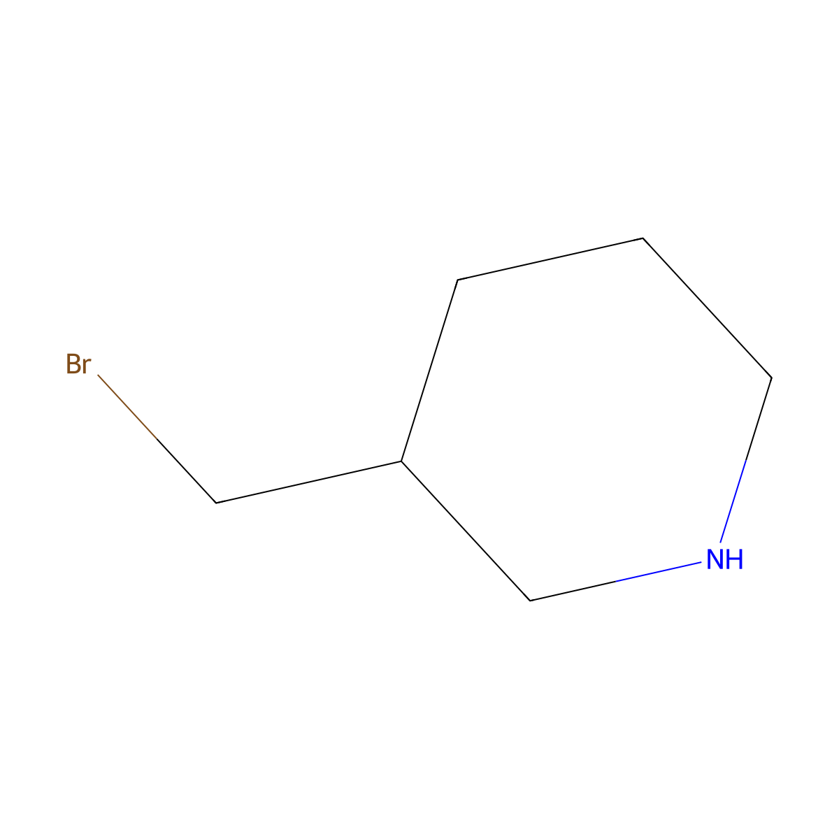 3-(Bromomethyl)piperidine molecular structure, CAS 1011407-68-3