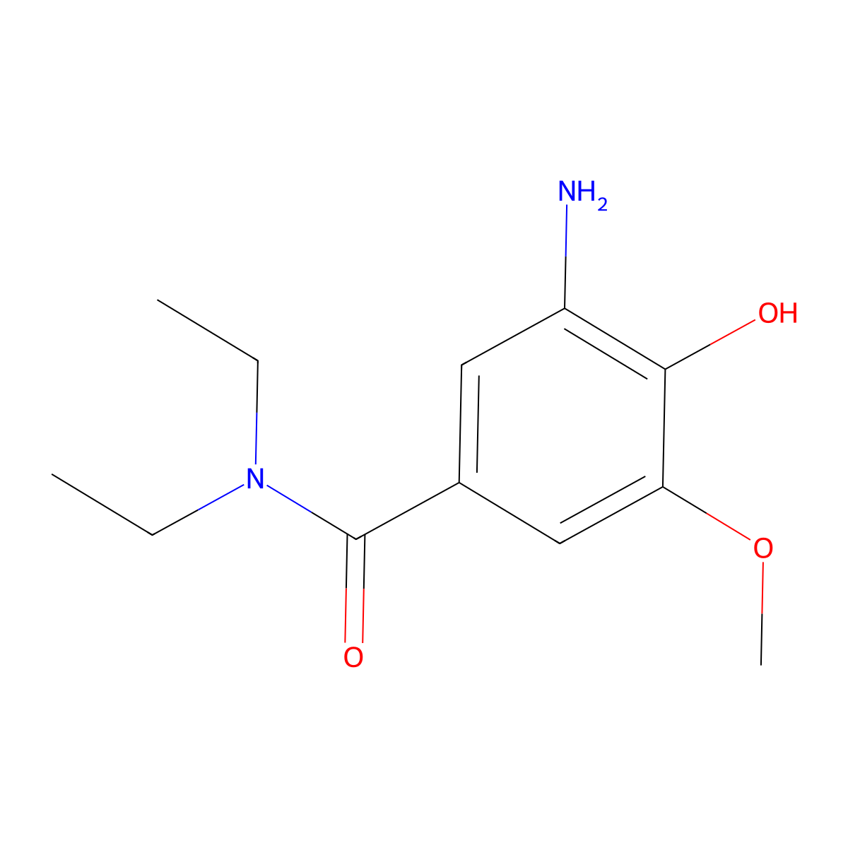 3-amino-N,N-diethyl-4-hydroxy-5-methoxybenzamide molecular structure, CAS 1011407-94-5