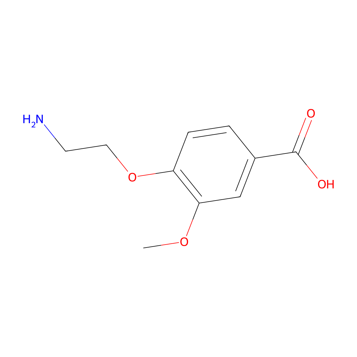 4-(2-Aminoethoxy)-3-methoxybenzoic acid molecular structure, CAS 1011408-00-6