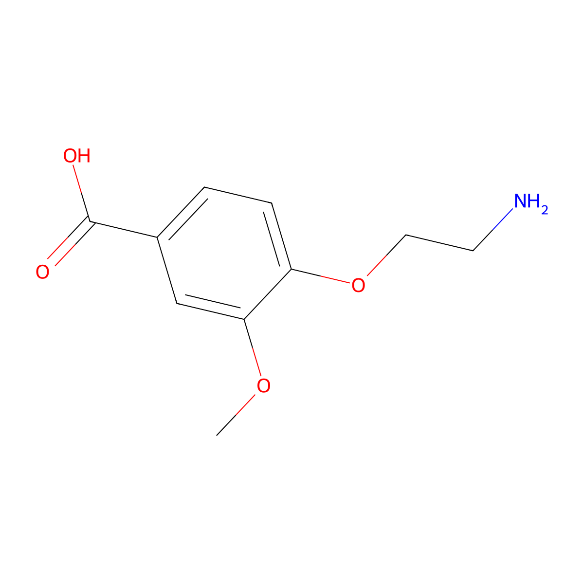 4-(2-Aminoethoxy)-3-methoxybenzoic acid molecular structure, CAS 1011408-00-6