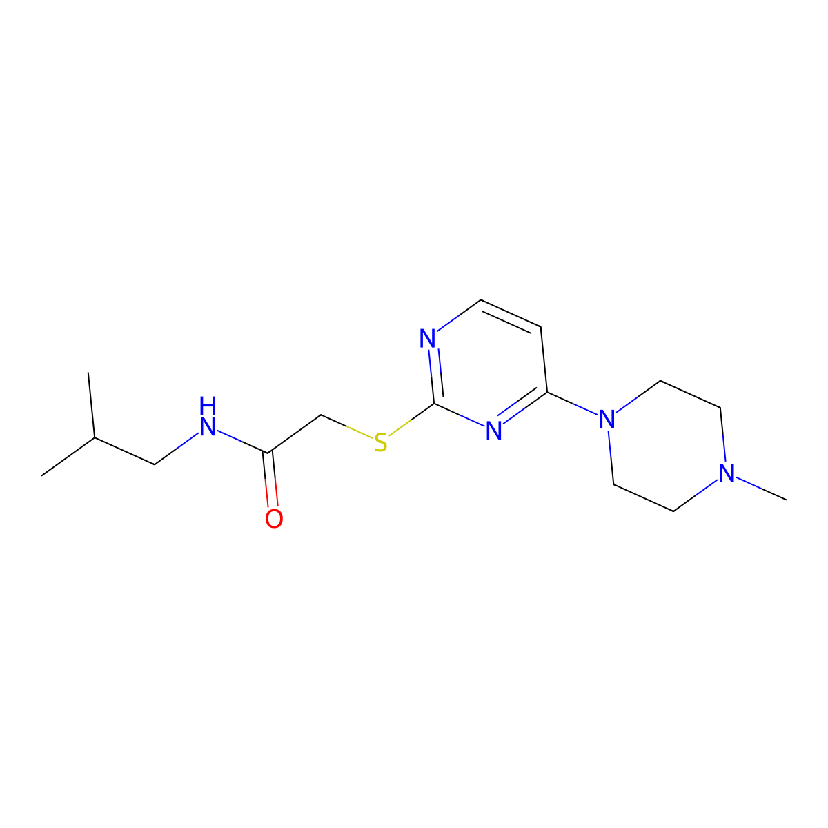 2-{[4-(4-methylpiperazin-1-yl)pyrimidin-2-yl]sulfanyl}-N-(2-methylpropyl)acetamide molecular structure, CAS 1011408-61-9