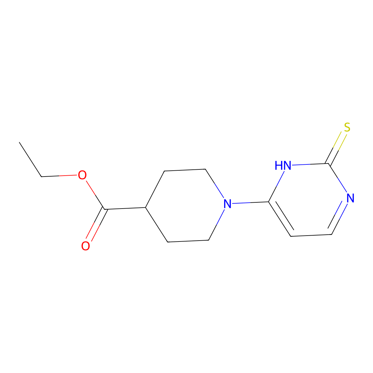 Ethyl 1-(2-sulfanylpyrimidin-4-yl)piperidine-4-carboxylate molecular structure, CAS 1011408-64-2