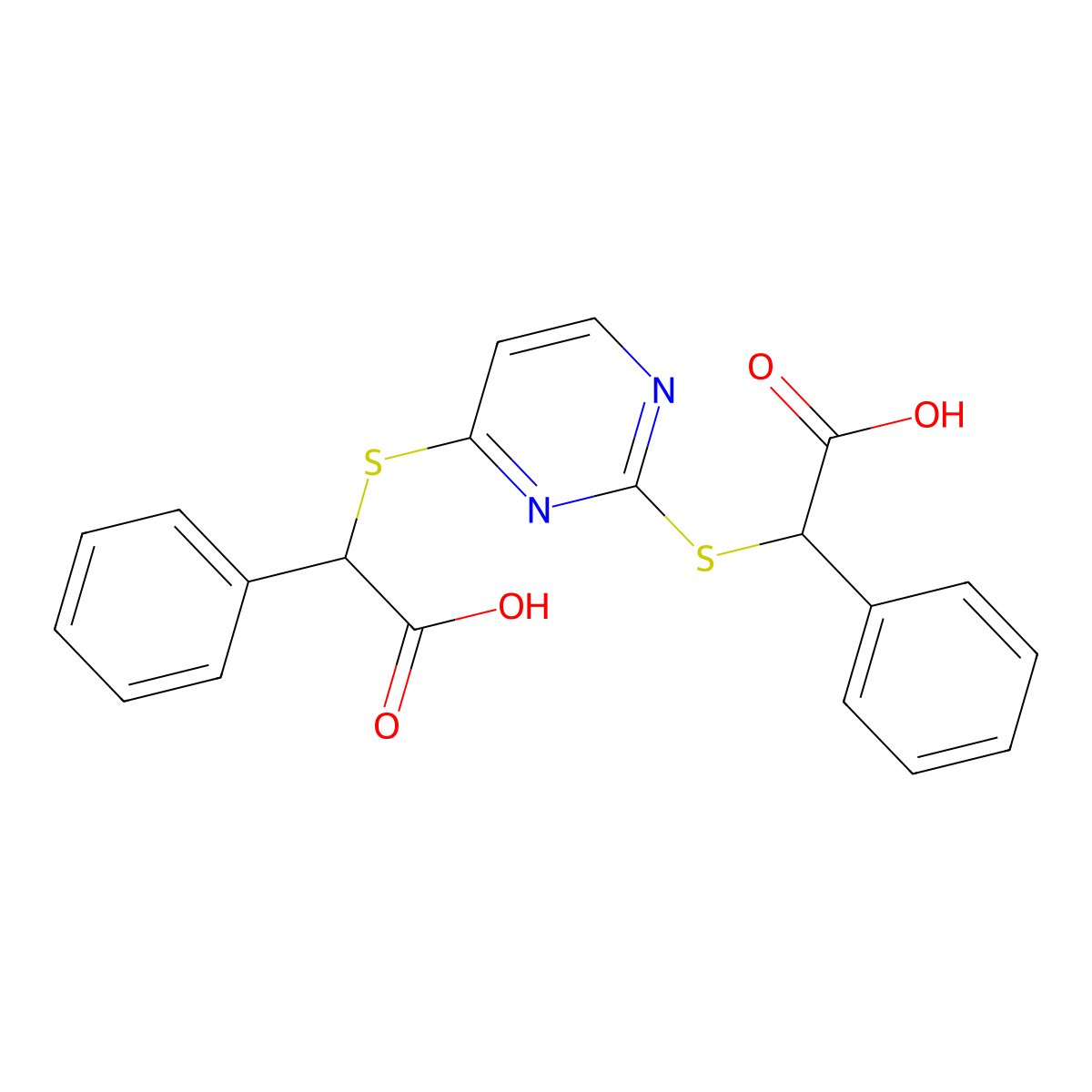2-[2-(Carboxyphenylmethylthio)pyrimidin-4-ylthio]-2-phenylacetic acid molecular structure, CAS 1011408-68-6