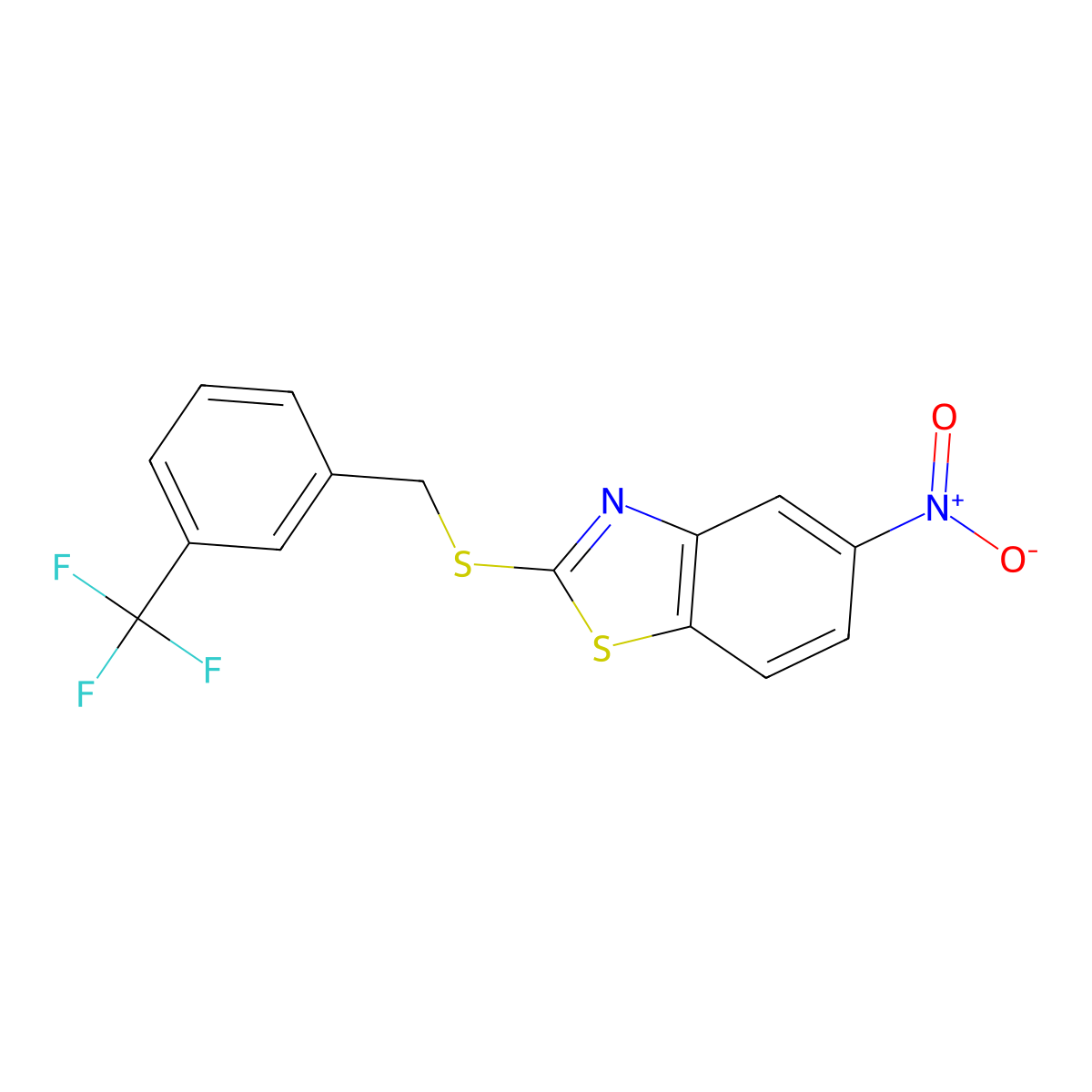5-Nitro-2-({[3-(trifluoromethyl)phenyl]methyl}sulfanyl)-1,3-benzothiazole molecular structure, CAS 1011408-74-4