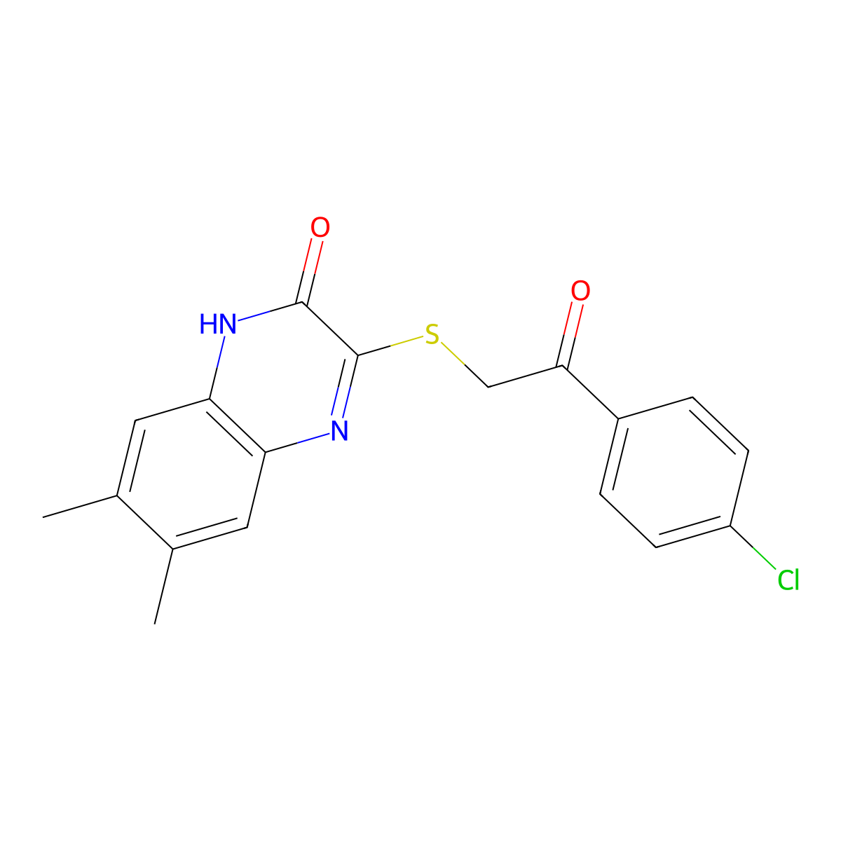 1-(4-Chlorophenyl)-2-[(3-hydroxy-6,7-dimethylquinoxalin-2-yl)sulfanyl]ethan-1-one molecular structure, CAS 1011408-80-2
