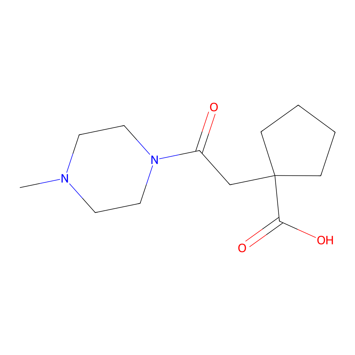 1-(2-(4-Methylpiperazin-1-yl)-2-oxoethyl)cyclopentanecarboxylic acid molecular structure, CAS 1011416-20-8