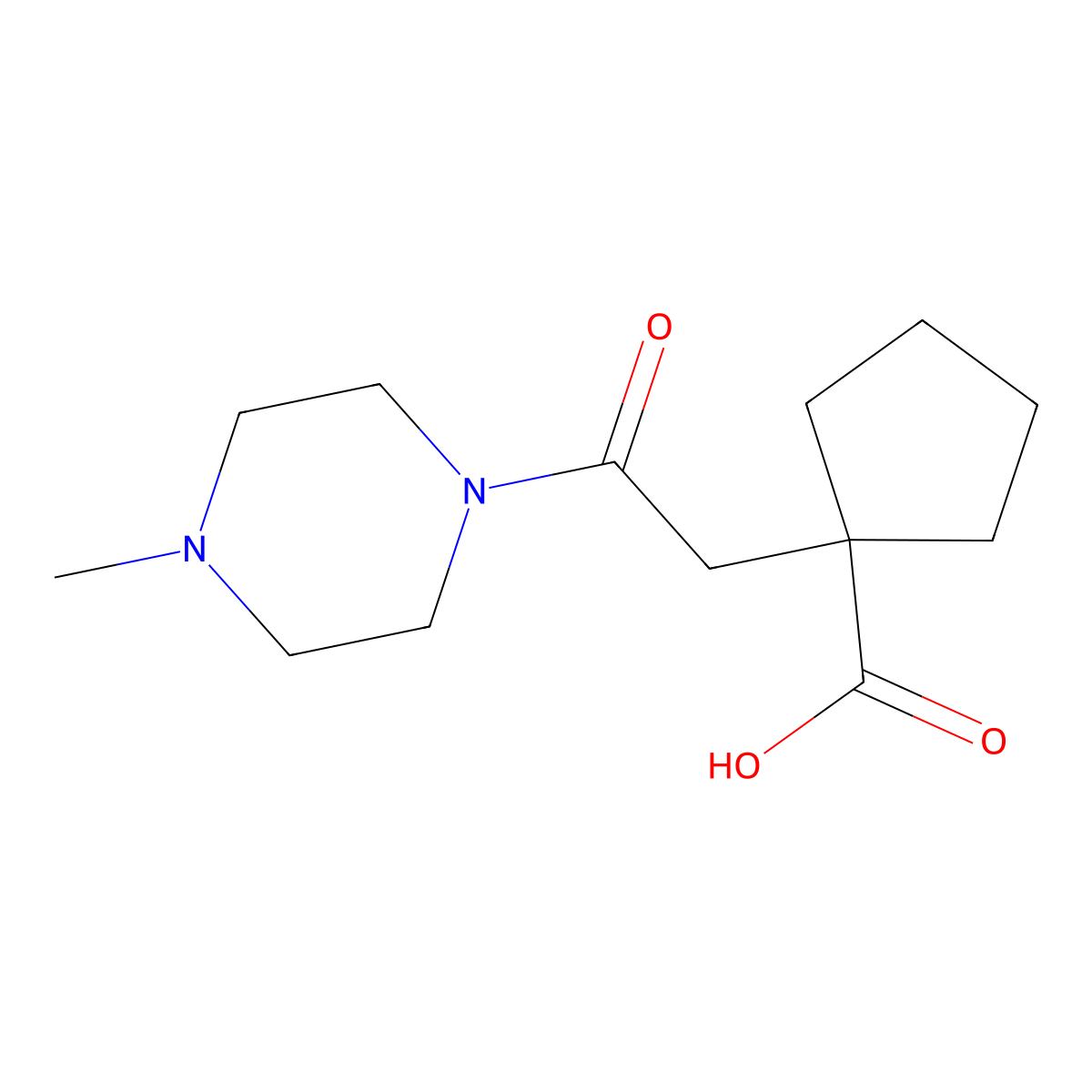 1-(2-(4-Methylpiperazin-1-yl)-2-oxoethyl)cyclopentanecarboxylic acid molecular structure, CAS 1011416-20-8