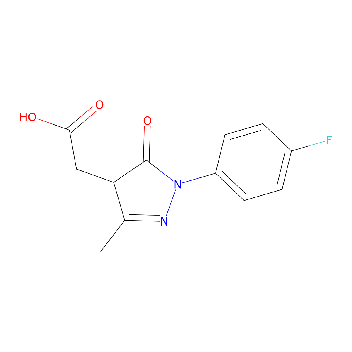 2-[1-(4-fluorophenyl)-3-methyl-5-oxo-4,5-dihydro-1H-pyrazol-4-yl]acetic acid molecular structure, CAS 1011416-50-4