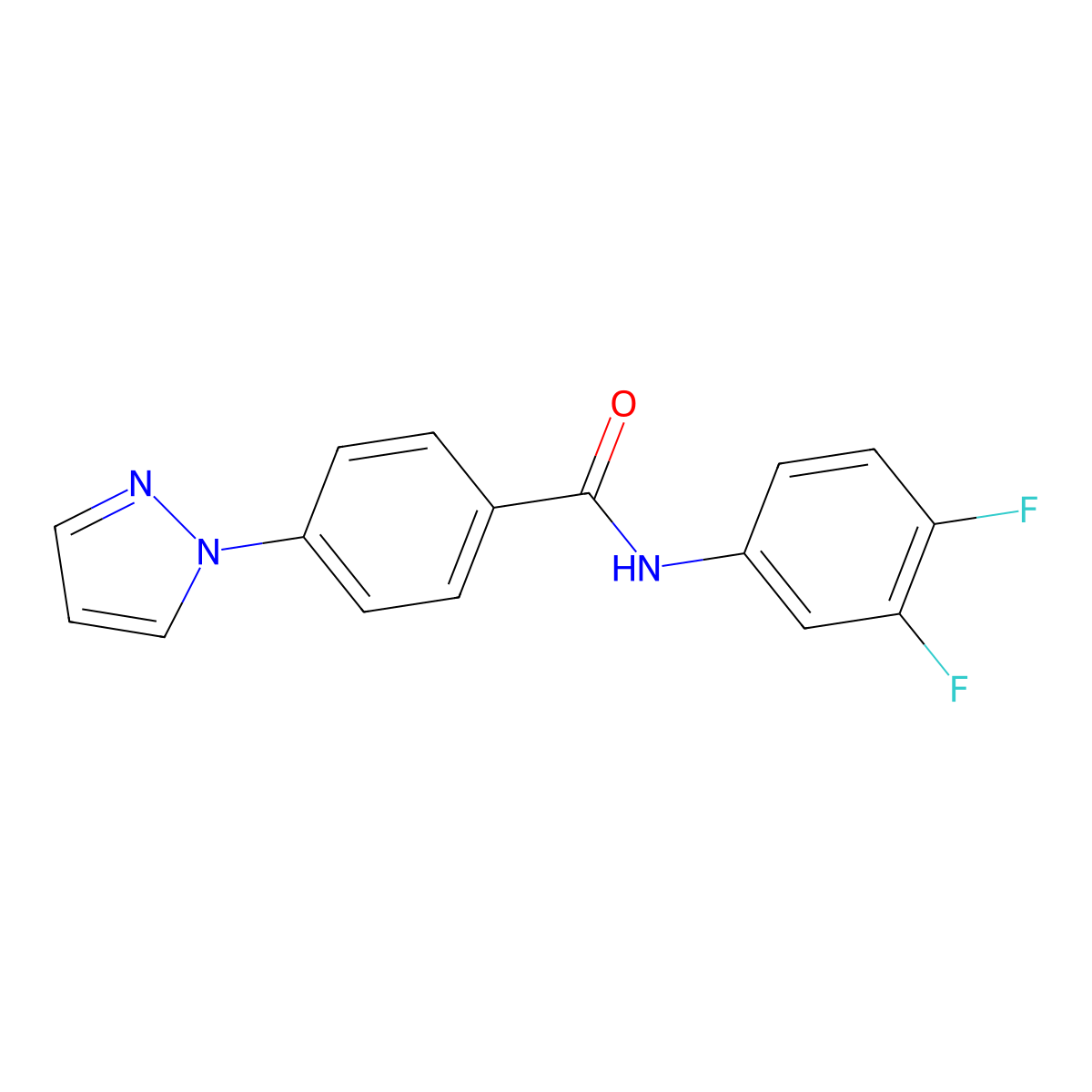 N-(3,4-difluorophenyl)-4-(1H-pyrazol-1-yl)benzamide molecular structure, CAS 1011422-47-1