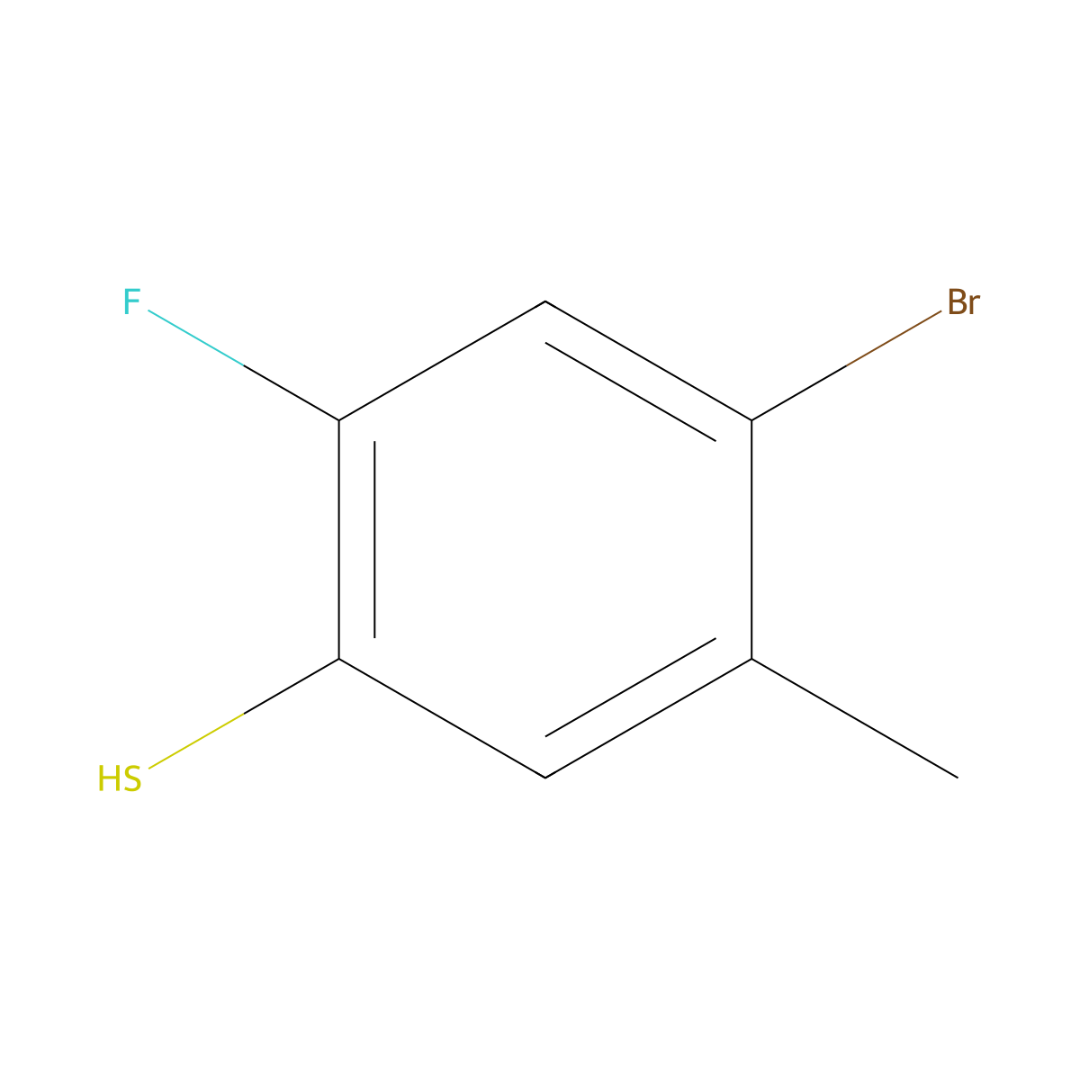4-Bromo-2-fluoro-5-methylbenzenethiol molecular structure, CAS 1011460-49-3