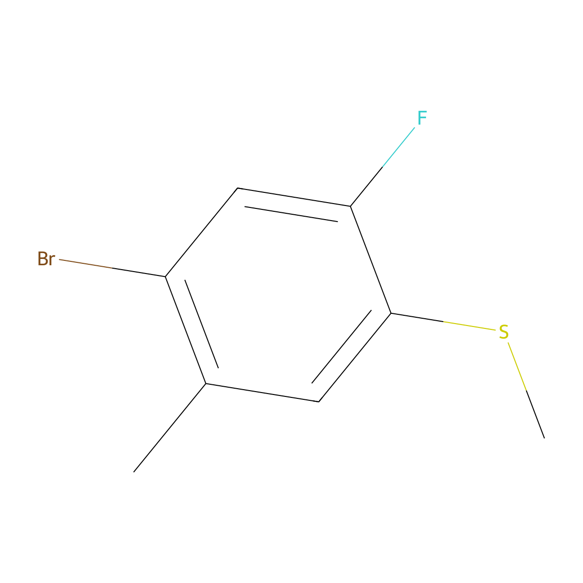 (4-Bromo-2-fluoro-5-methylphenyl)(methyl)sulfane molecular structure, CAS 1011460-51-7