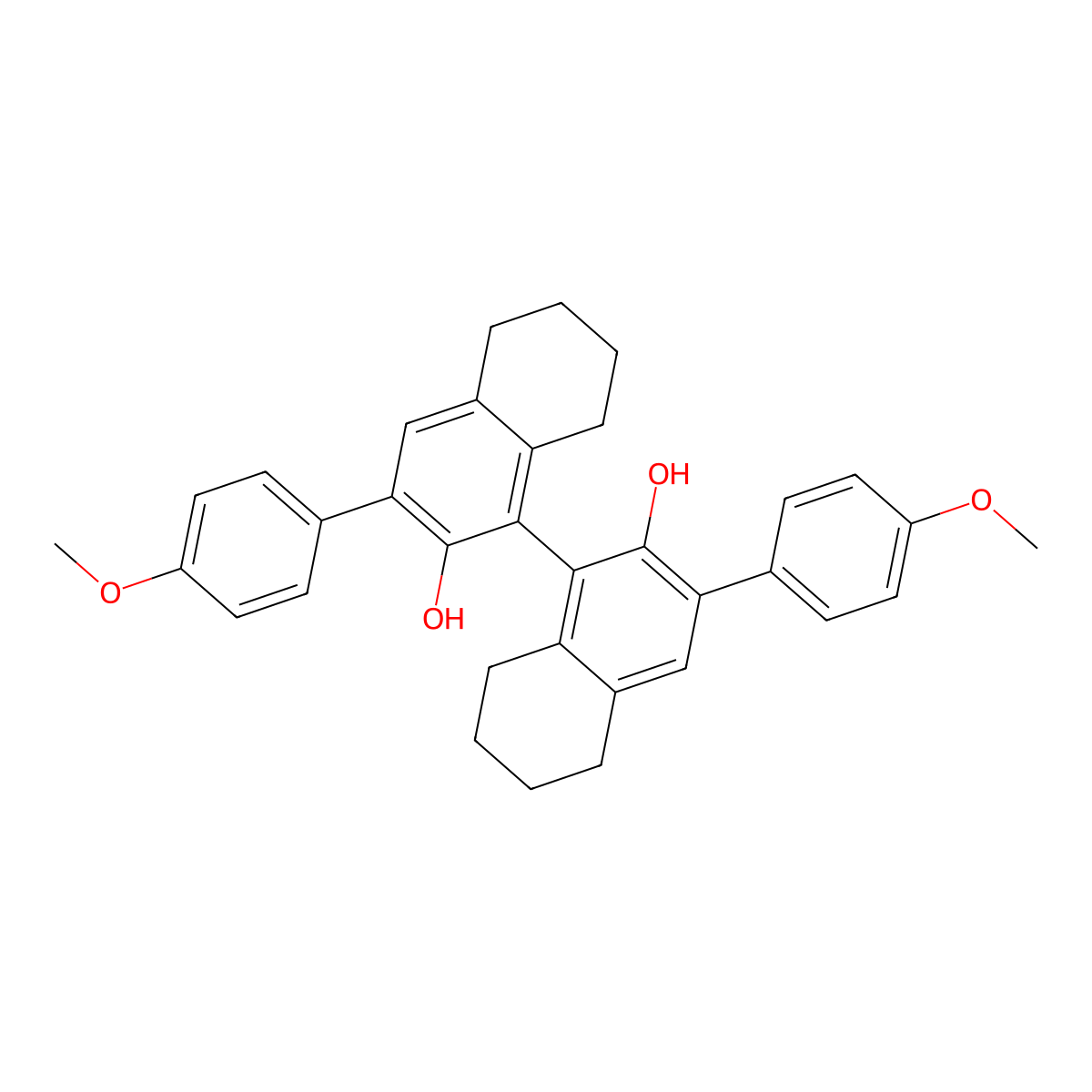 (S)-5,5',6,6',7,7',8,8'-Octahydro-3,3'-bis(4-methoxyphenyl)-[1,1'-binaphthalene]-2,2'-diol molecular structure, CAS 1011465-19-2
