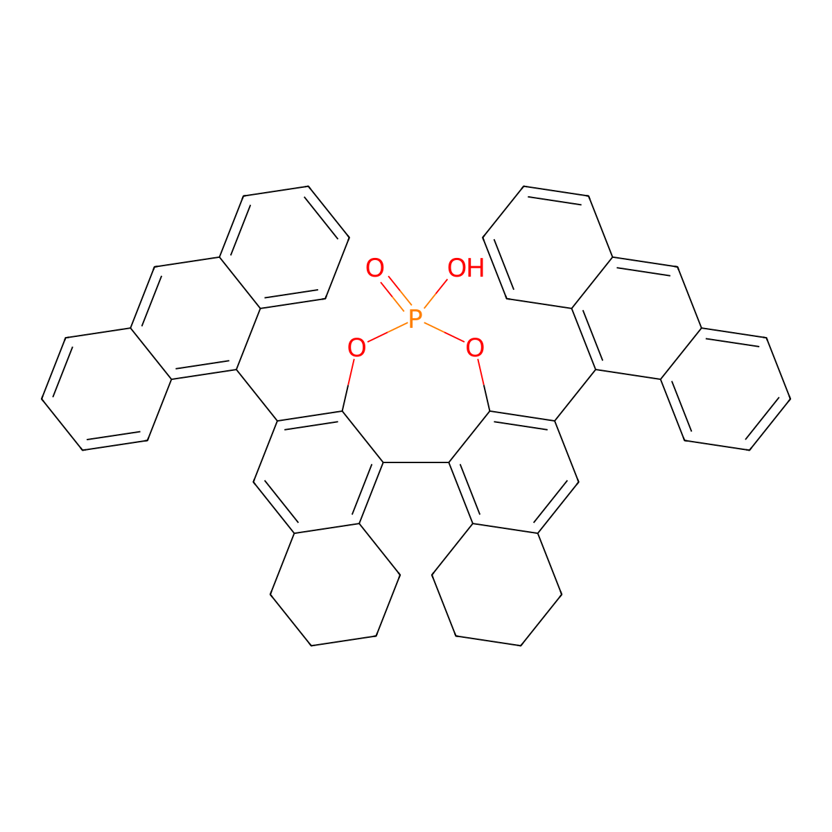 (11bR)-2,6-Di-9-anthracenyl-8,9,10,11,12,13,14,15-octahydro-4-hydroxy-4-oxide-dinaphtho[2,1-d:1',2'-f][1,3,2]dioxaphosphepin molecular structure, CAS 1011465-29-4