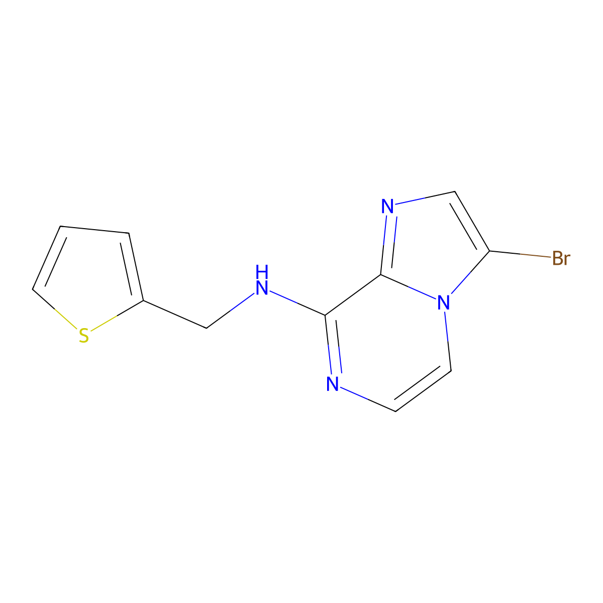 3-Bromo-N-(2-thienylmethyl)imidazo[1,2-a]pyrazin-8-amine molecular structure, CAS 1011472-14-2
