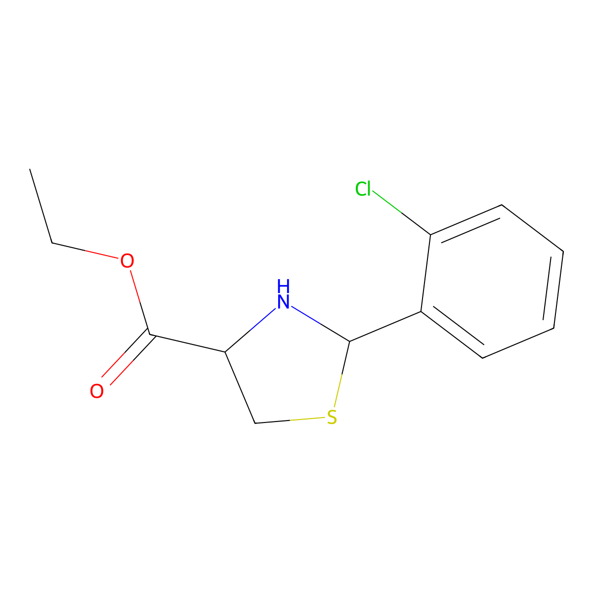 ethyl (4R)-2-(2-chlorophenyl)-1,3-thiazolidine-4-carboxylate molecular structure, CAS 1011472-39-1