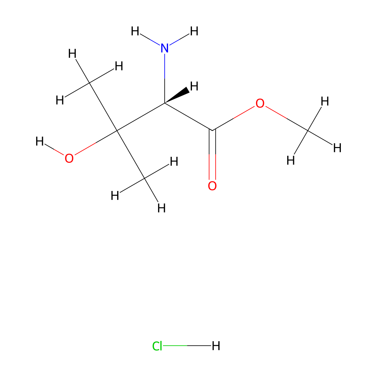 (S)-Methyl 2-amino-3-hydroxy-3-methylbutanoate hydrochloride molecular structure, CAS 1011478-57-1