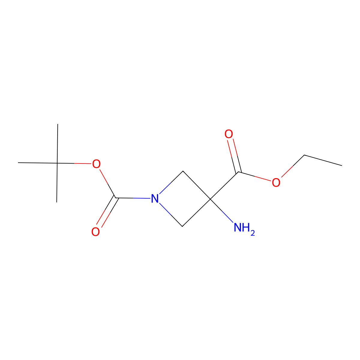 1-Tert-butyl 3-ethyl 3-aminoazetidine-1,3-dicarboxylate molecular structure, CAS 1011479-72-3