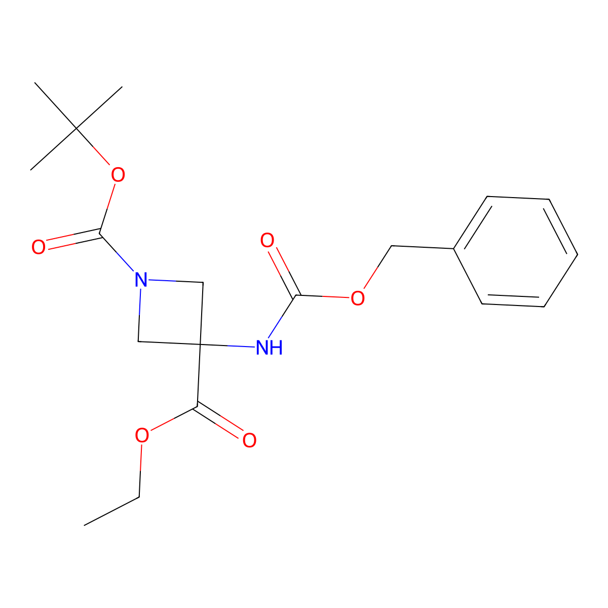 1-Tert-butyl 3-ethyl 3-(((benzyloxy)carbonyl)amino)azetidine-1,3-dicarboxylate molecular structure, CAS 1011479-73-4
