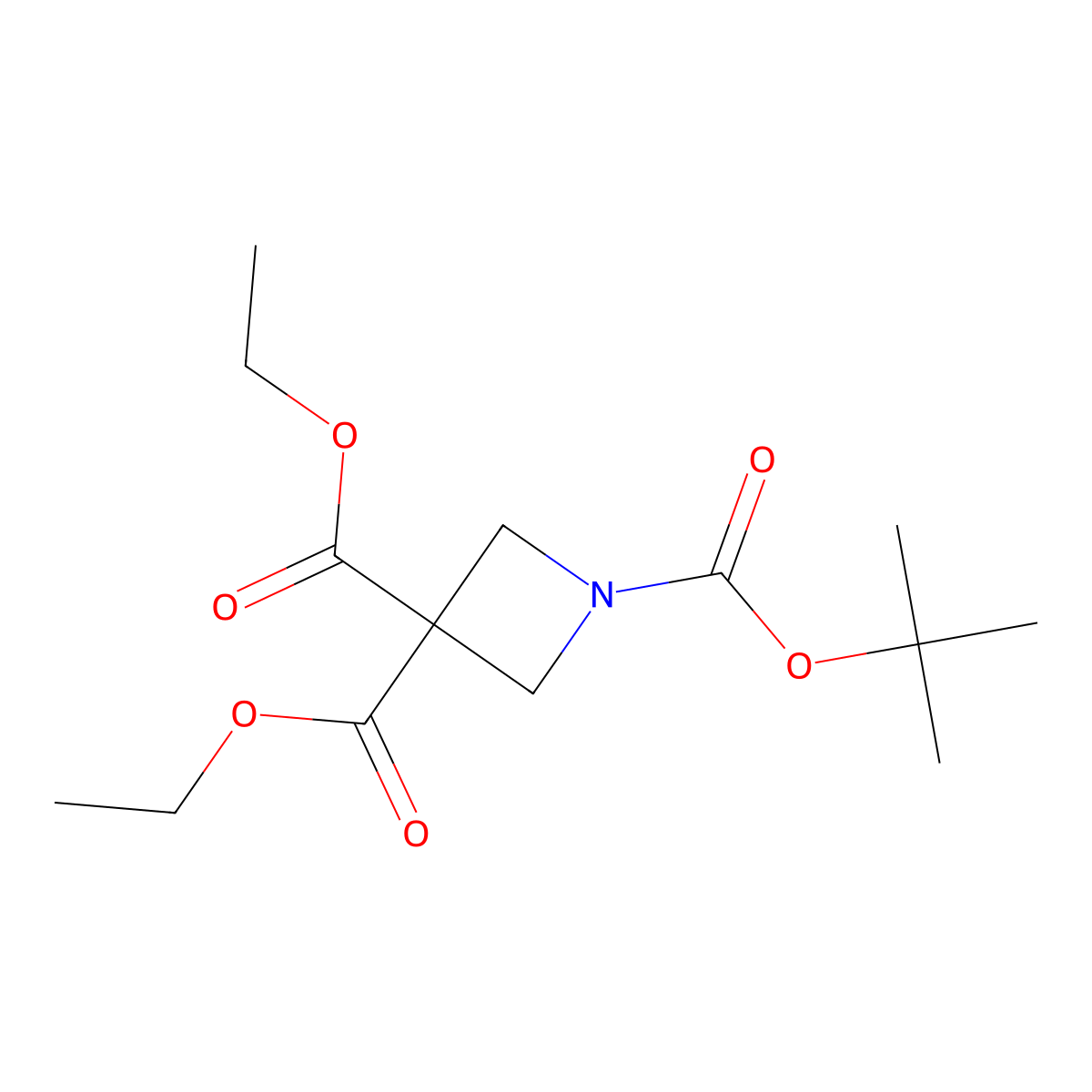 1-tert-Butyl 3,3-diethyl azetidine-1,3,3-tricarboxylate molecular structure, CAS 1011479-75-6