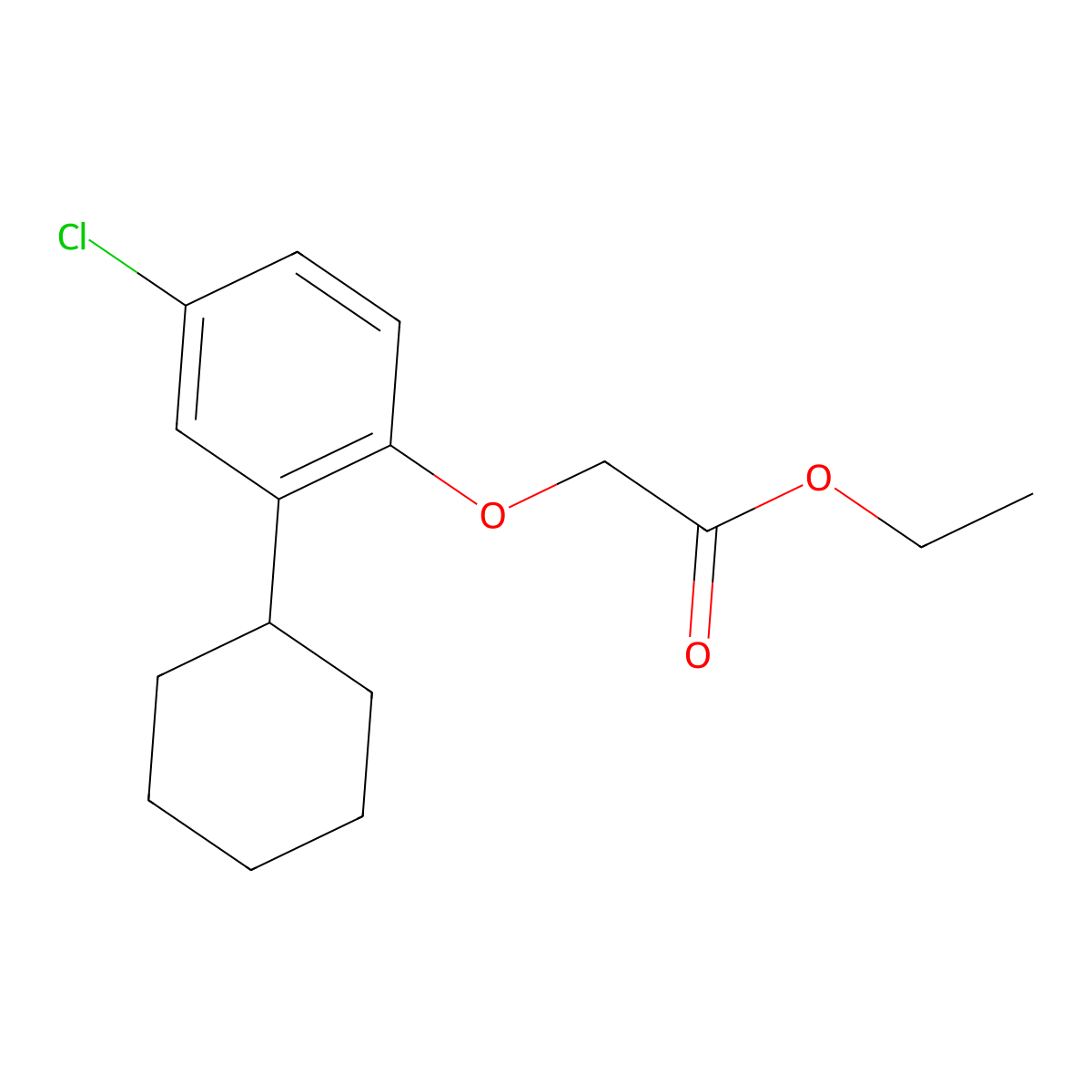Ethyl (4-chloro-2-cyclohexylphenoxy)acetate molecular structure, CAS 1011486-37-5