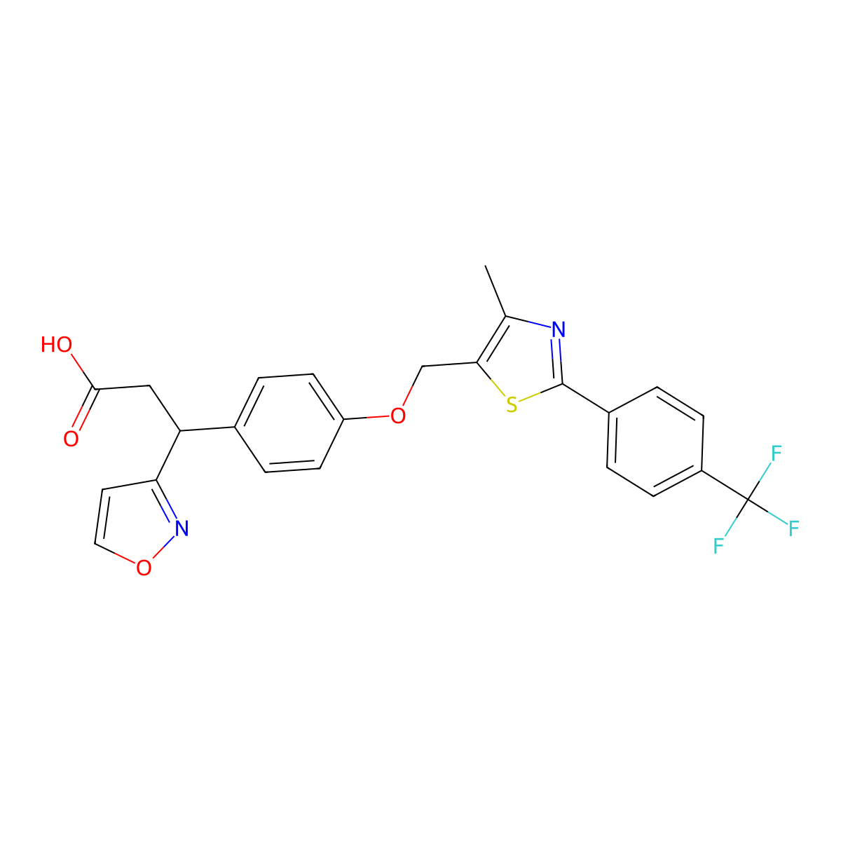 (s)-3-(Isoxazol-3-yl)-3-(4-((4-methyl-2-(4-(trifluoromethyl)phenyl)thiazol-5-yl)methoxy)phenyl)propanoic acid molecular structure, CAS 1011531-27-3