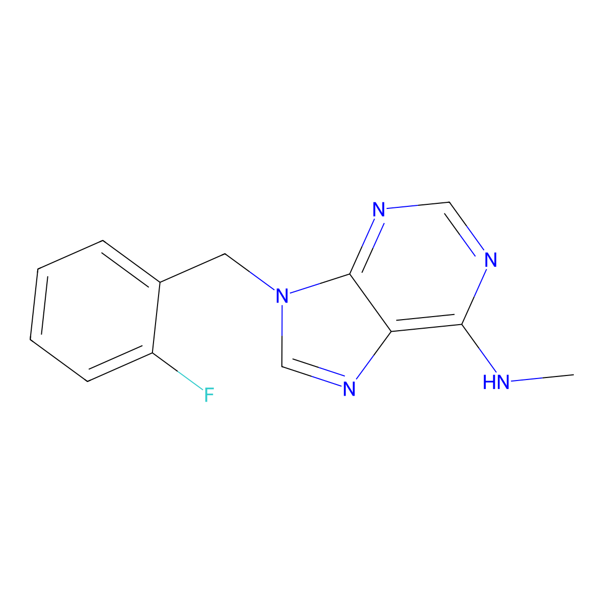 9-(2-fluorobenzyl)-6-(methylamino)-9H-purine molecular structure, CAS 101155-02-6