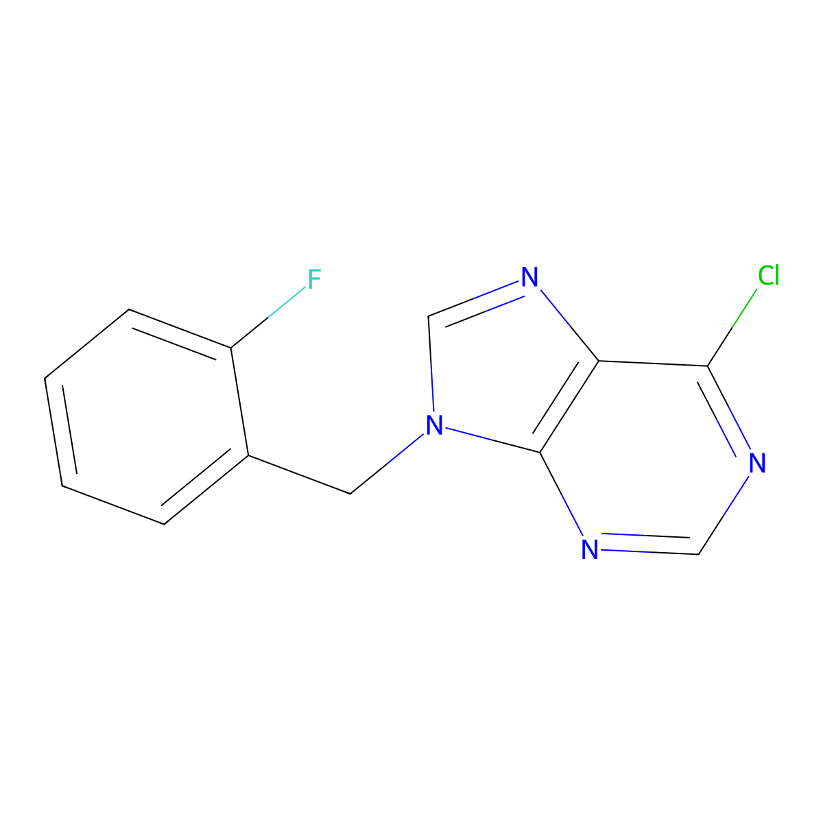 6-chloro-9-(2-fluorobenzyl)-9H-purine molecular structure, CAS 101155-08-2