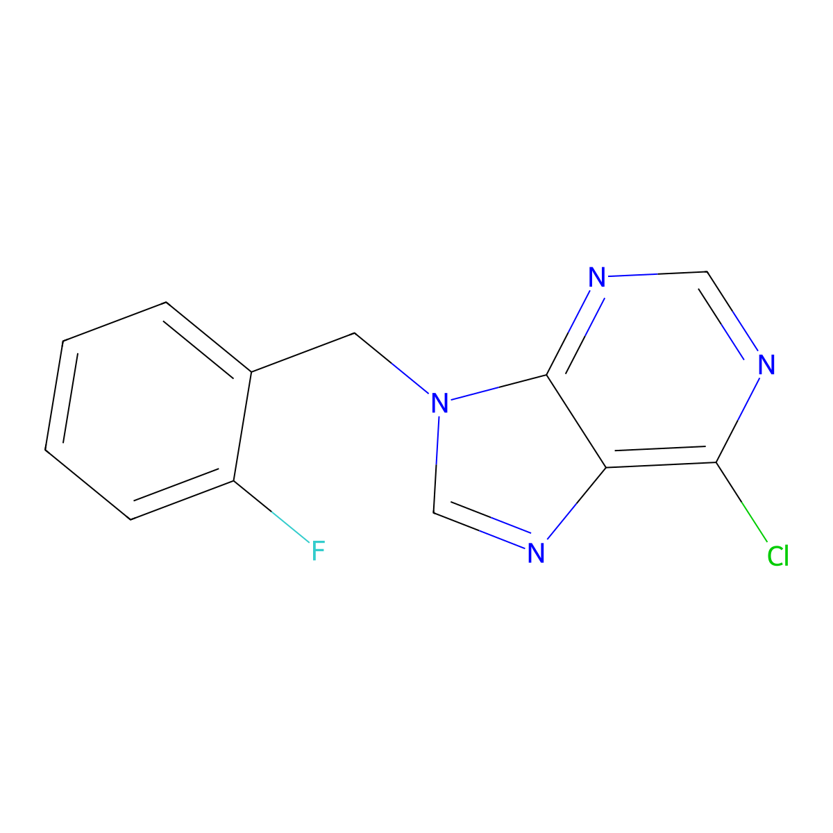 6-chloro-9-(2-fluorobenzyl)-9H-purine molecular structure, CAS 101155-08-2