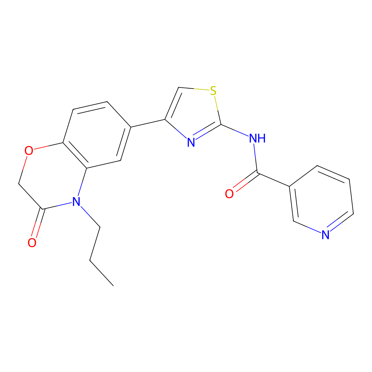 N-[4-(3-oxo-4-propyl-3,4-dihydro-2H-1,4-benzoxazin-6-yl)-1,3-thiazol-2-yl]pyridine-3-carboxamide molecular structure, CAS 1011578-78-1