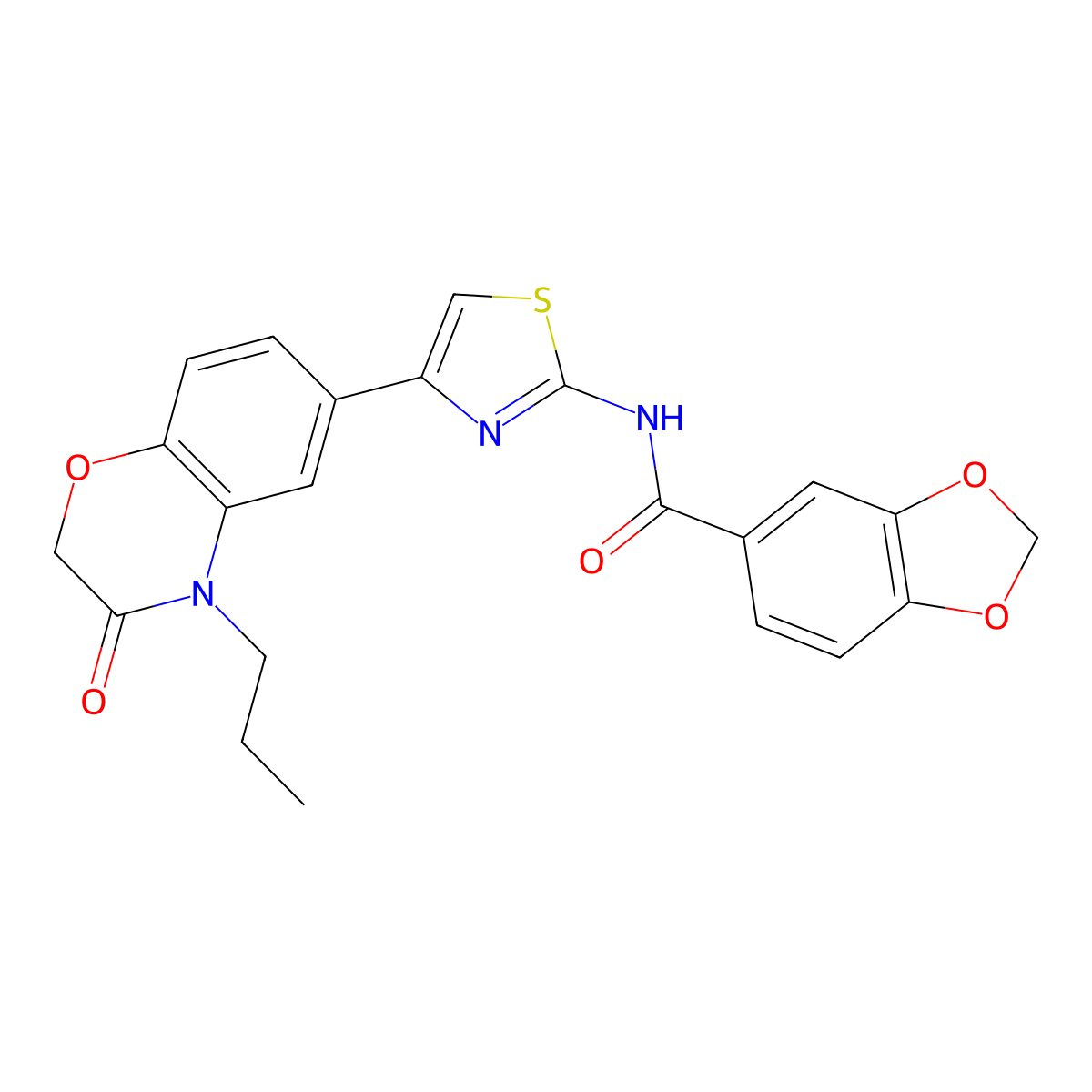N-(4-(3-oxo-4-propyl-3,4-dihydro-2H-benzo[b][1,4]oxazin-6-yl)thiazol-2-yl)benzo[d][1,3]dioxole-5-carboxamide molecular structure, CAS 1011578-94-1