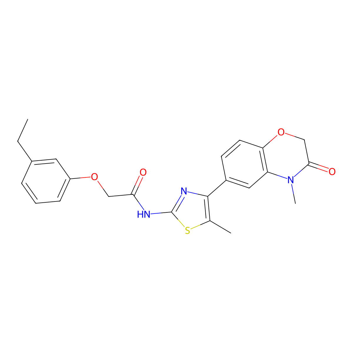 2-(3-ethylphenoxy)-N-(5-methyl-4-(4-methyl-3-oxo-3,4-dihydro-2H-benzo[b][1,4]oxazin-6-yl)thiazol-2-yl)acetamide molecular structure, CAS 1011579-22-8