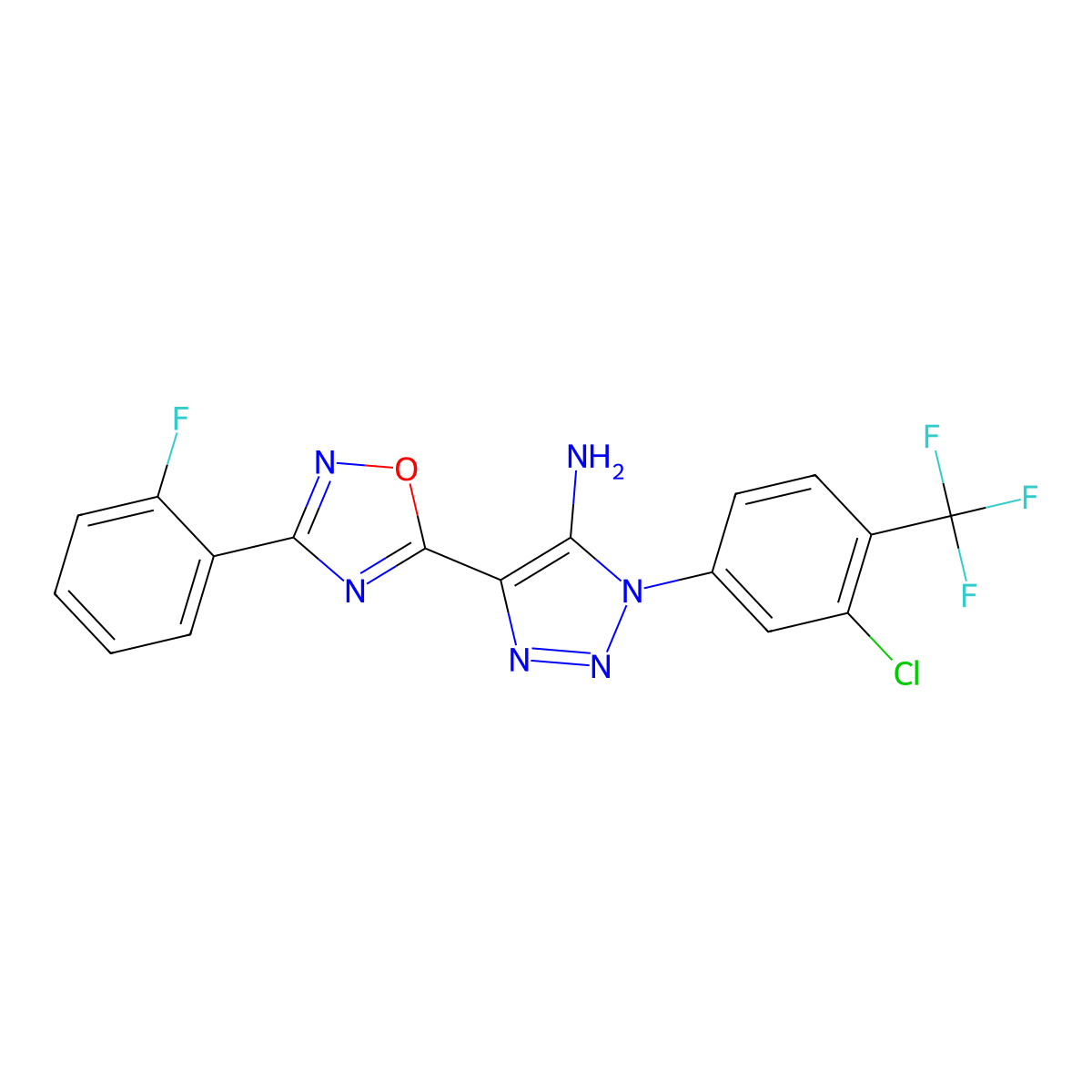 1-[3-chloro-4-(trifluoromethyl)phenyl]-4-[3-(2-fluorophenyl)-1,2,4-oxadiazol-5-yl]-1H-1,2,3-triazol-5-amine molecular structure, CAS 1011601-15-2