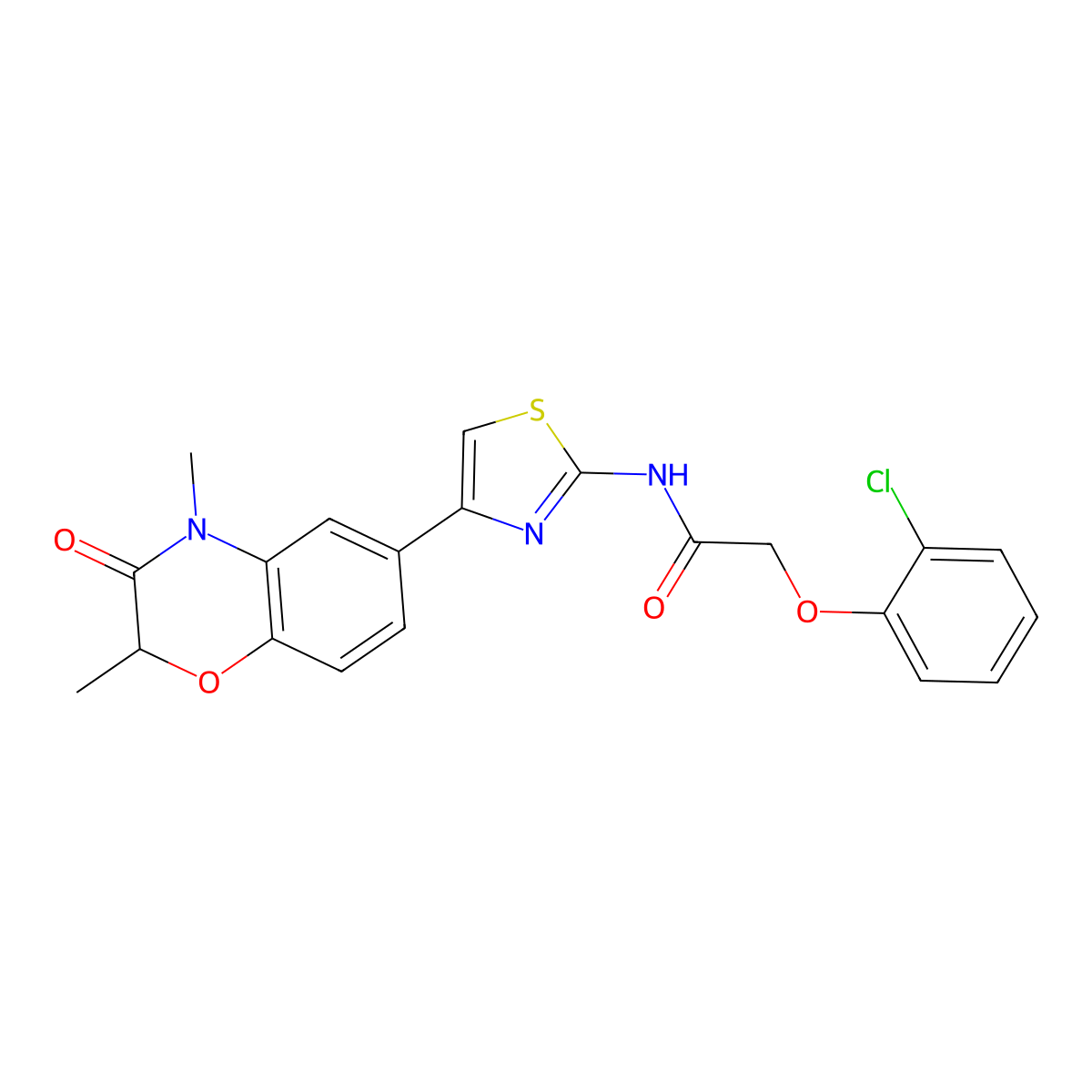 2-(2-chlorophenoxy)-N-(4-(2,4-dimethyl-3-oxo-3,4-dihydro-2H-benzo[b][1,4]oxazin-6-yl)thiazol-2-yl)acetamide molecular structure, CAS 1011603-22-7