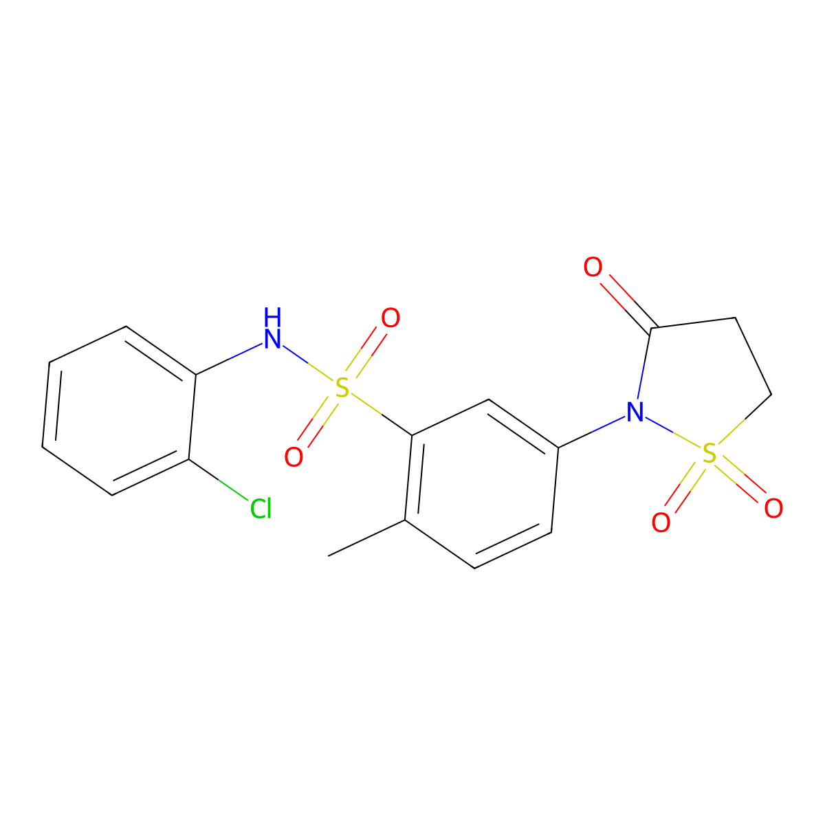 N-(2-chlorophenyl)-5-(1,1-dioxido-3-oxoisothiazolidin-2-yl)-2-methylbenzenesulfonamide molecular structure, CAS 1011624-55-7