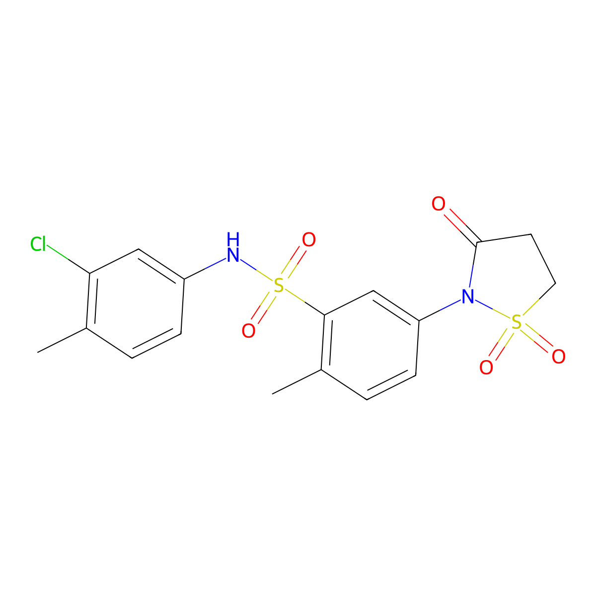 N-(3-chloro-4-methylphenyl)-5-(1,1-dioxido-3-oxoisothiazolidin-2-yl)-2-methylbenzenesulfonamide molecular structure, CAS 1011624-64-8