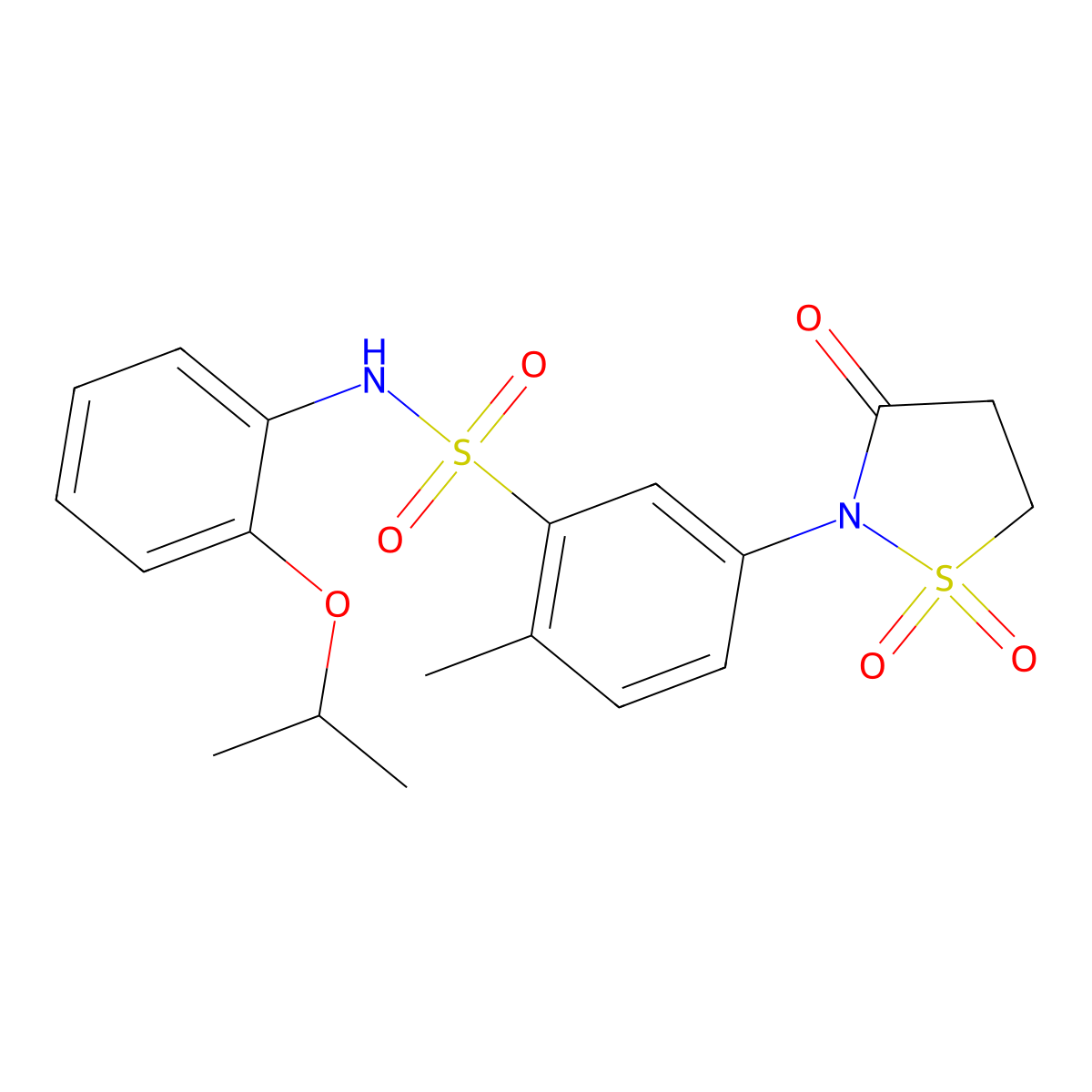 5-(1,1-dioxido-3-oxoisothiazolidin-2-yl)-N-(2-isopropoxyphenyl)-2-methylbenzenesulfonamide molecular structure, CAS 1011624-78-4