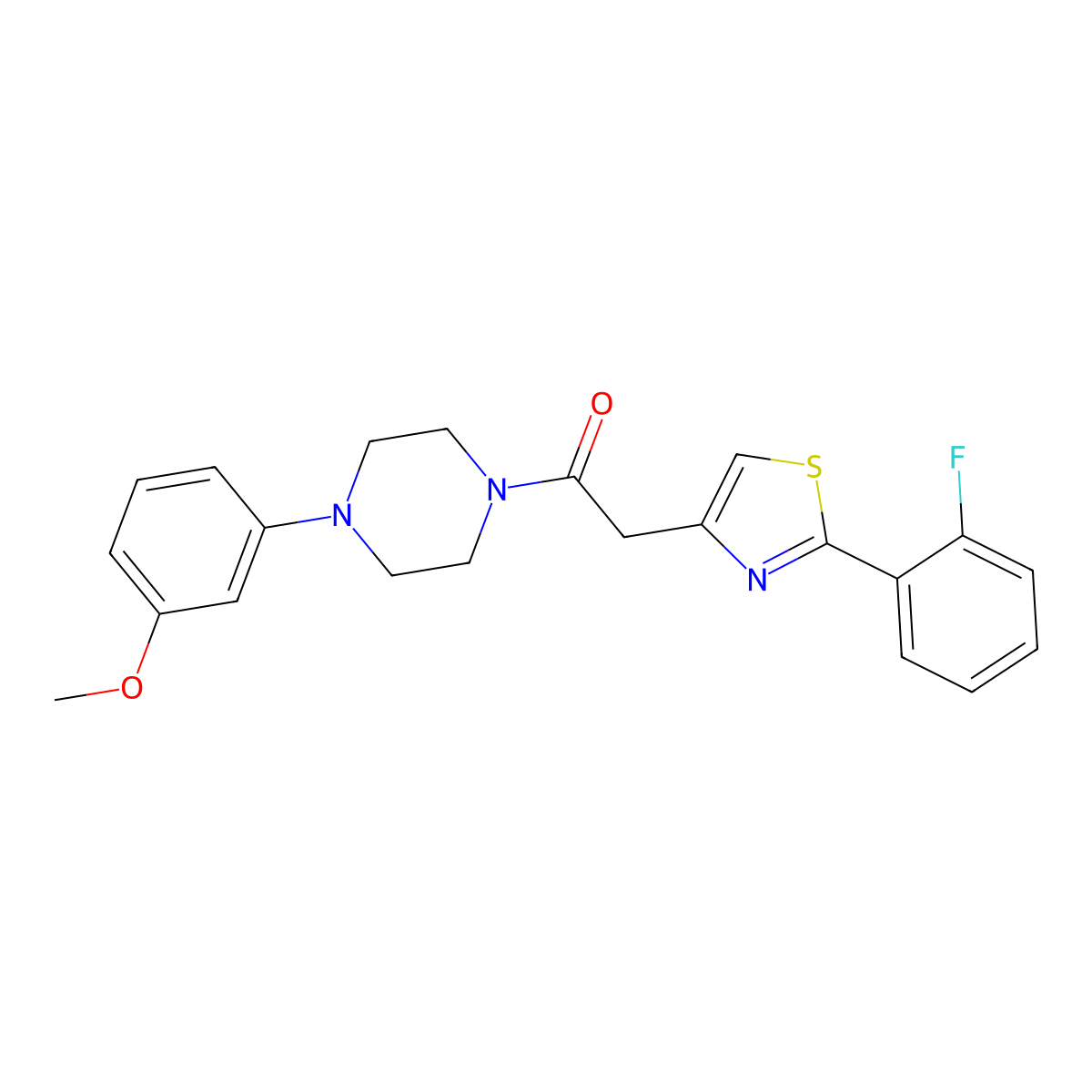2-[2-(2-Fluorophenyl)-1,3-thiazol-4-yl]-1-[4-(3-methoxyphenyl)piperazin-1-yl]ethanone molecular structure, CAS 1011627-40-9