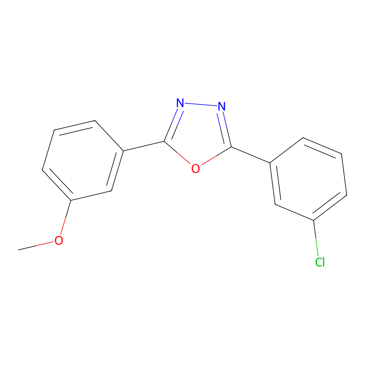 2-(3-Chlorophenyl)-5-(3-methoxyphenyl)-1,3,4-oxadiazole molecular structure, CAS 1011635-01-0