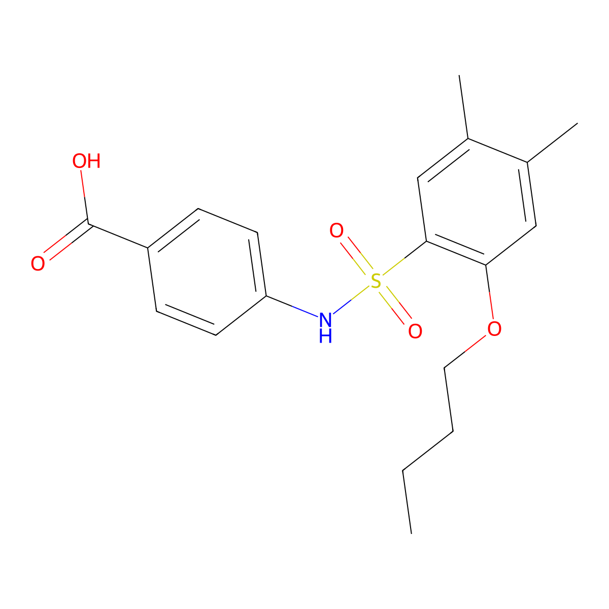 4-(2-Butoxy-4,5-dimethylbenzenesulfonamido)benzoic acid molecular structure, CAS 1011635-11-2