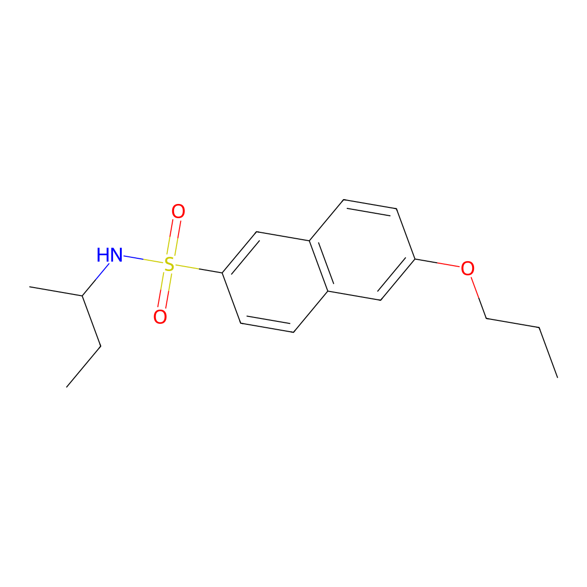 N-(butan-2-yl)-6-propoxynaphthalene-2-sulfonamide molecular structure, CAS 1011635-31-6