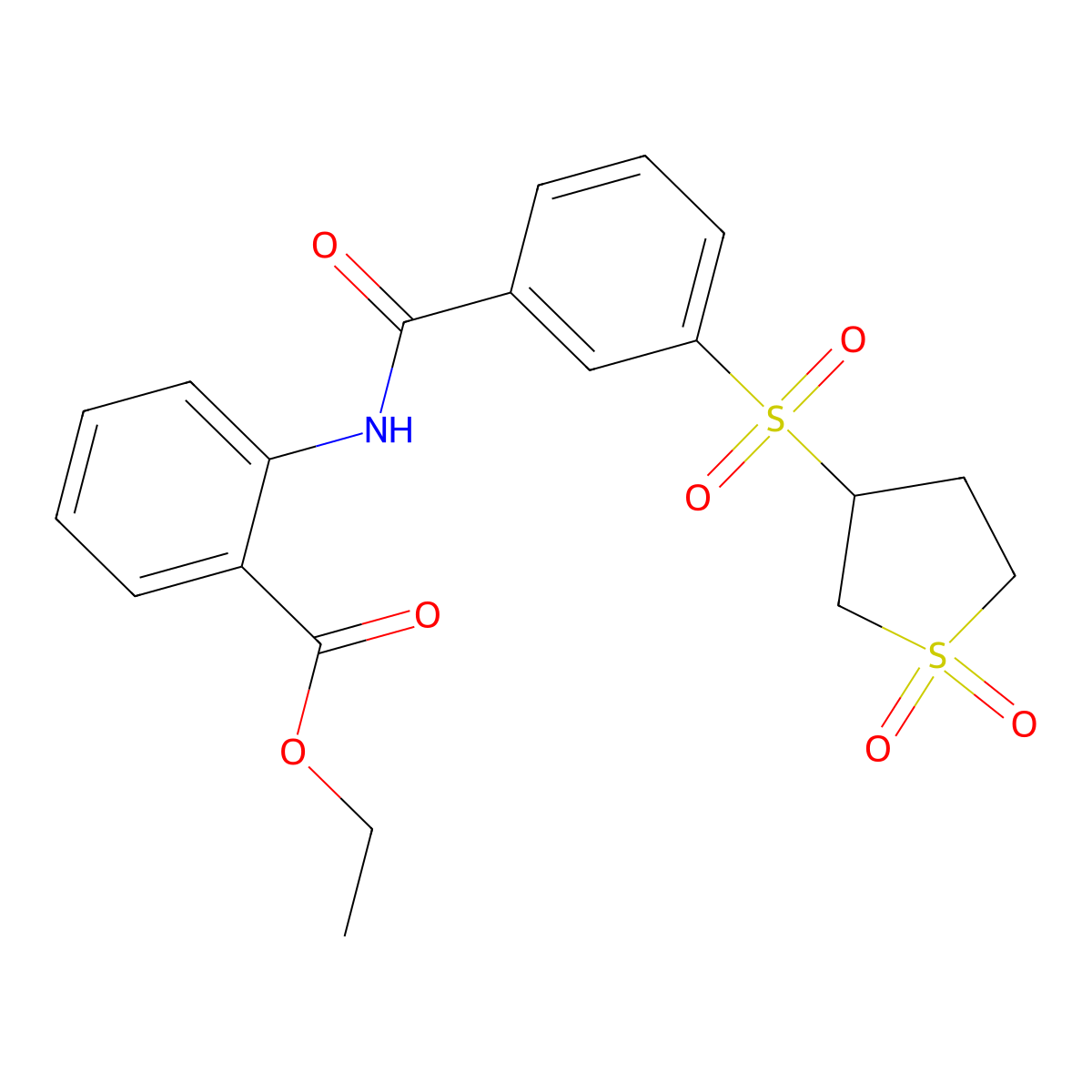 Ethyl 2-[({3-[(1,1-dioxidotetrahydrothiophen-3-yl)sulfonyl]phenyl}carbonyl)amino]benzoate molecular structure, CAS 1011645-43-4