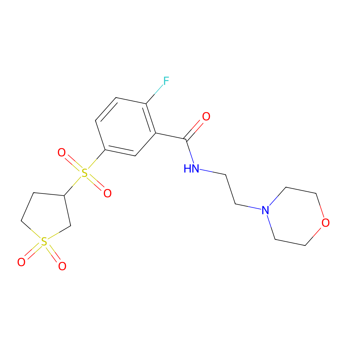 5-[(1,1-dioxidotetrahydro-3-thienyl)sulfonyl]-2-fluoro-N-[2-(4-morpholinyl)ethyl]benzamide molecular structure, CAS 1011645-66-1