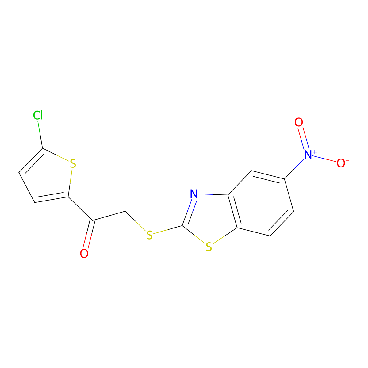 1-(5-Chlorothiophen-2-yl)-2-[(5-nitro-1,3-benzothiazol-2-yl)sulfanyl]ethan-1-one molecular structure, CAS 1011646-68-6