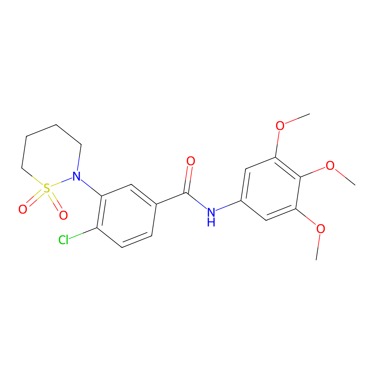 4-chloro-3-(1,1-dioxido-1,2-thiazinan-2-yl)-N-(3,4,5-trimethoxyphenyl)benzamide molecular structure, CAS 1011655-03-0