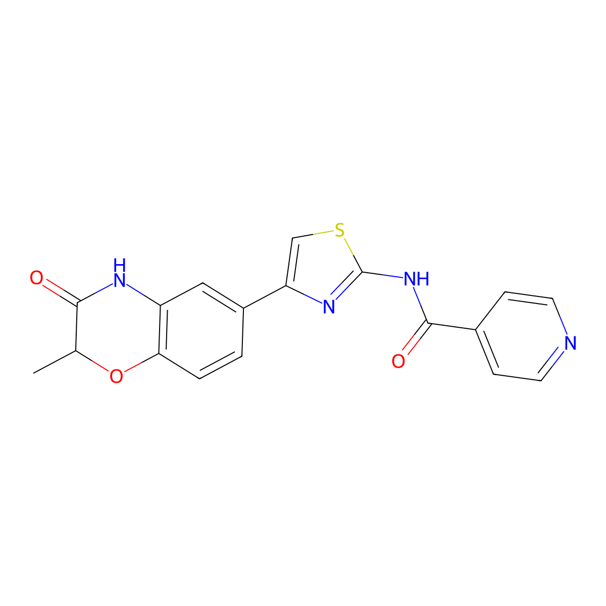 N-[4-(2-methyl-3-oxo-3,4-dihydro-2H-1,4-benzoxazin-6-yl)-1,3-thiazol-2-yl]pyridine-4-carboxamide molecular structure, CAS 1011655-45-0