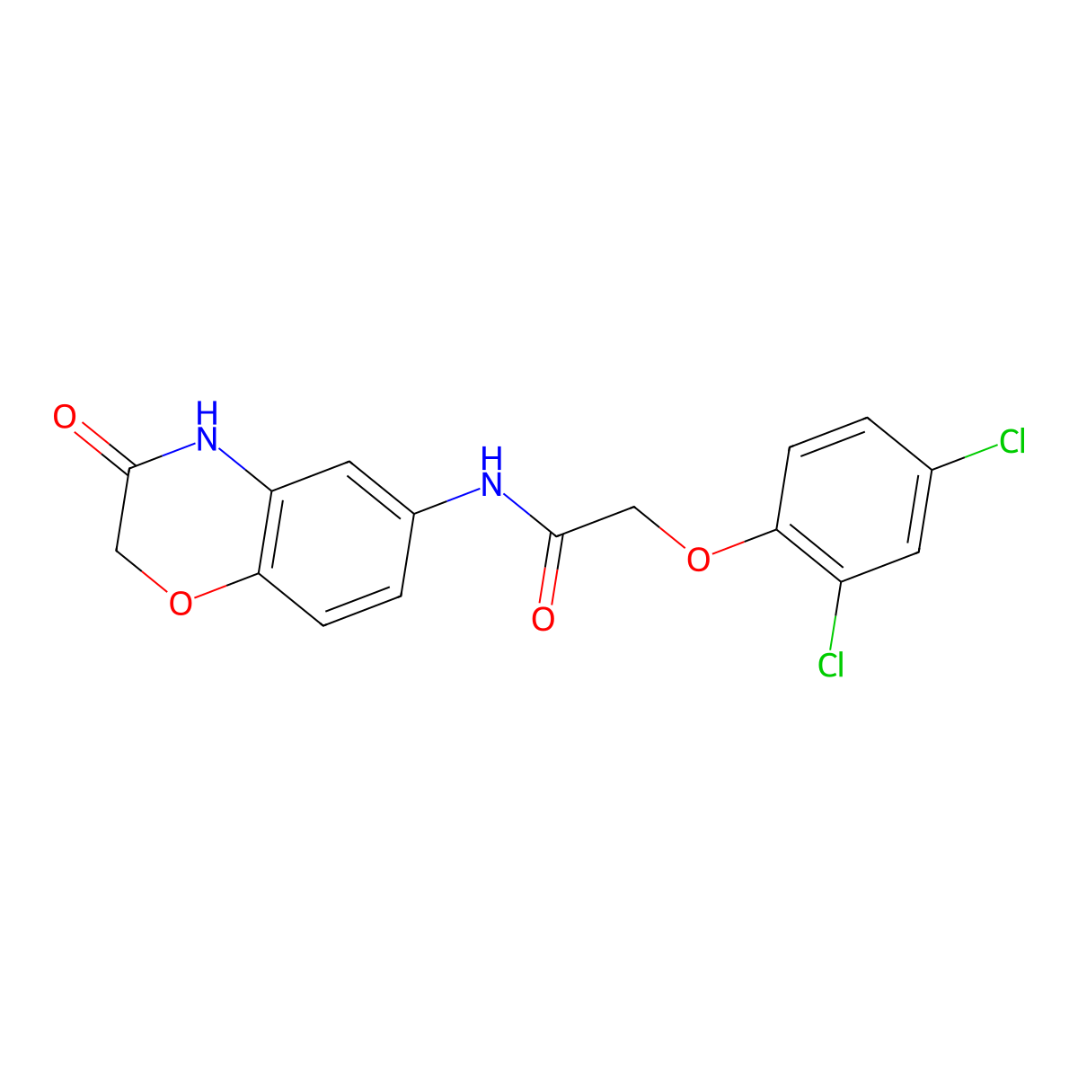 2-(2,4-dichlorophenoxy)-N-(3-oxo-3,4-dihydro-2H-1,4-benzoxazin-6-yl)acetamide molecular structure, CAS 1011657-09-2